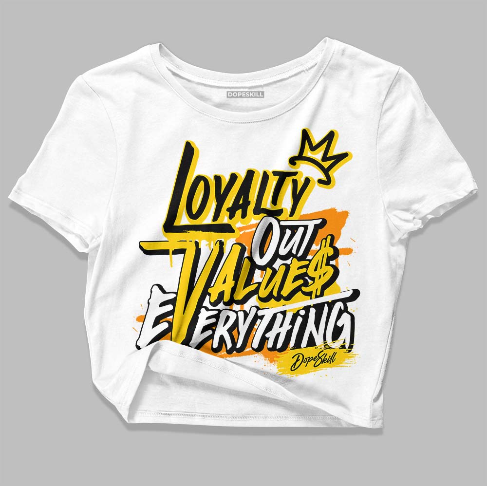 Jordan 6 “Yellow Ochre” DopeSkill Women's Crop Top LOVE Graphic Streetwear - WHite