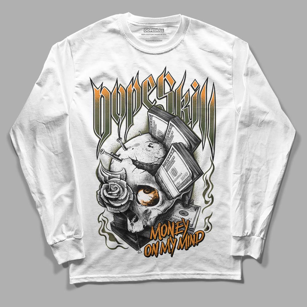 Jordan 5 "Olive" DopeSkill Long Sleeve T-Shirt Money On My Mind Graphic Streetwear - White