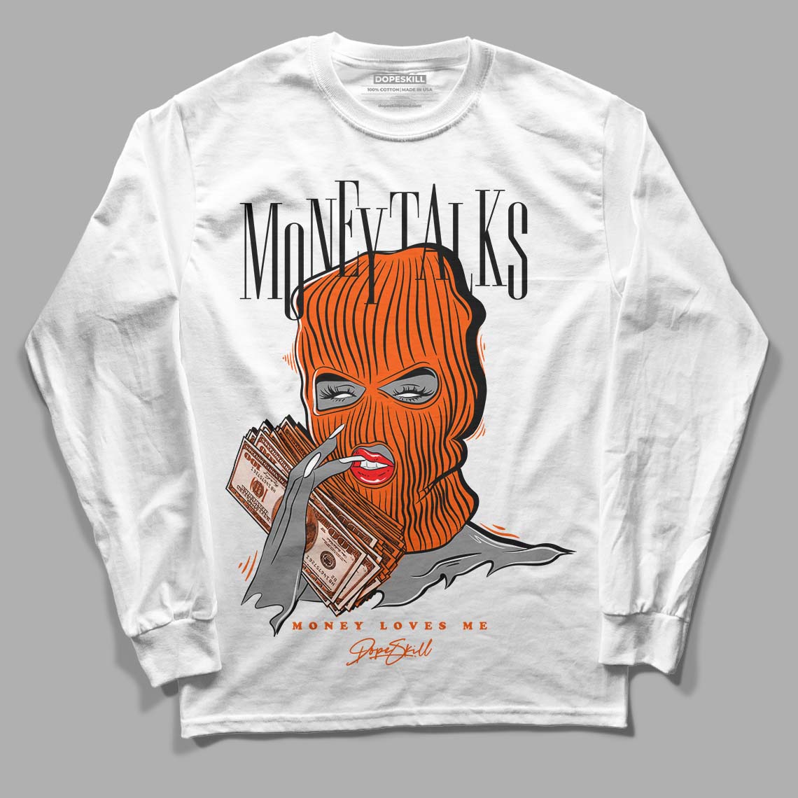 MSCHF Super Normal 2 Orange Milk DopeSkill Long Sleeve T-Shirt Money Talks Graphic Streetwear - White