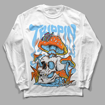 Dunk Low Futura University Blue DopeSkill Long Sleeve T-Shirt Trippin Graphic Streetwear - White