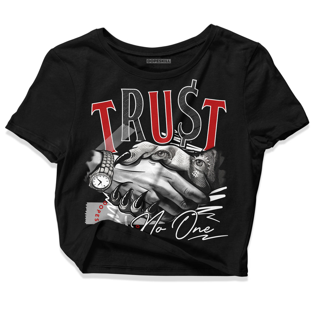 Jordan 13 Retro Playoffs DopeSkill Women's Crop Top Trust No One Graphic Streetwear - Black