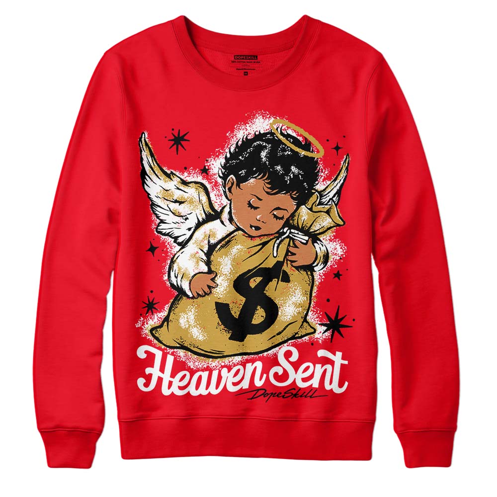 Jordan 4 Red Thunder DopeSkill Red Sweatshirt Heaven Sent Graphic Streetwear