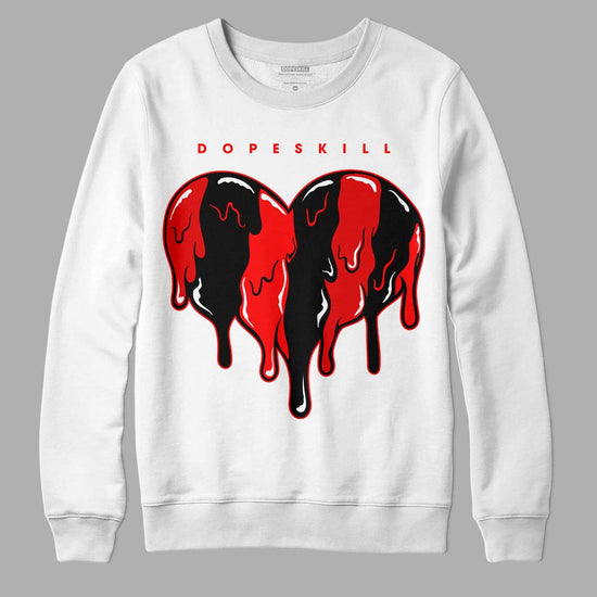 Jordan 1 Retro High OG "Satin Bred" DopeSkill Sweatshirt Slime Drip Heart Graphic Streetwear - White 