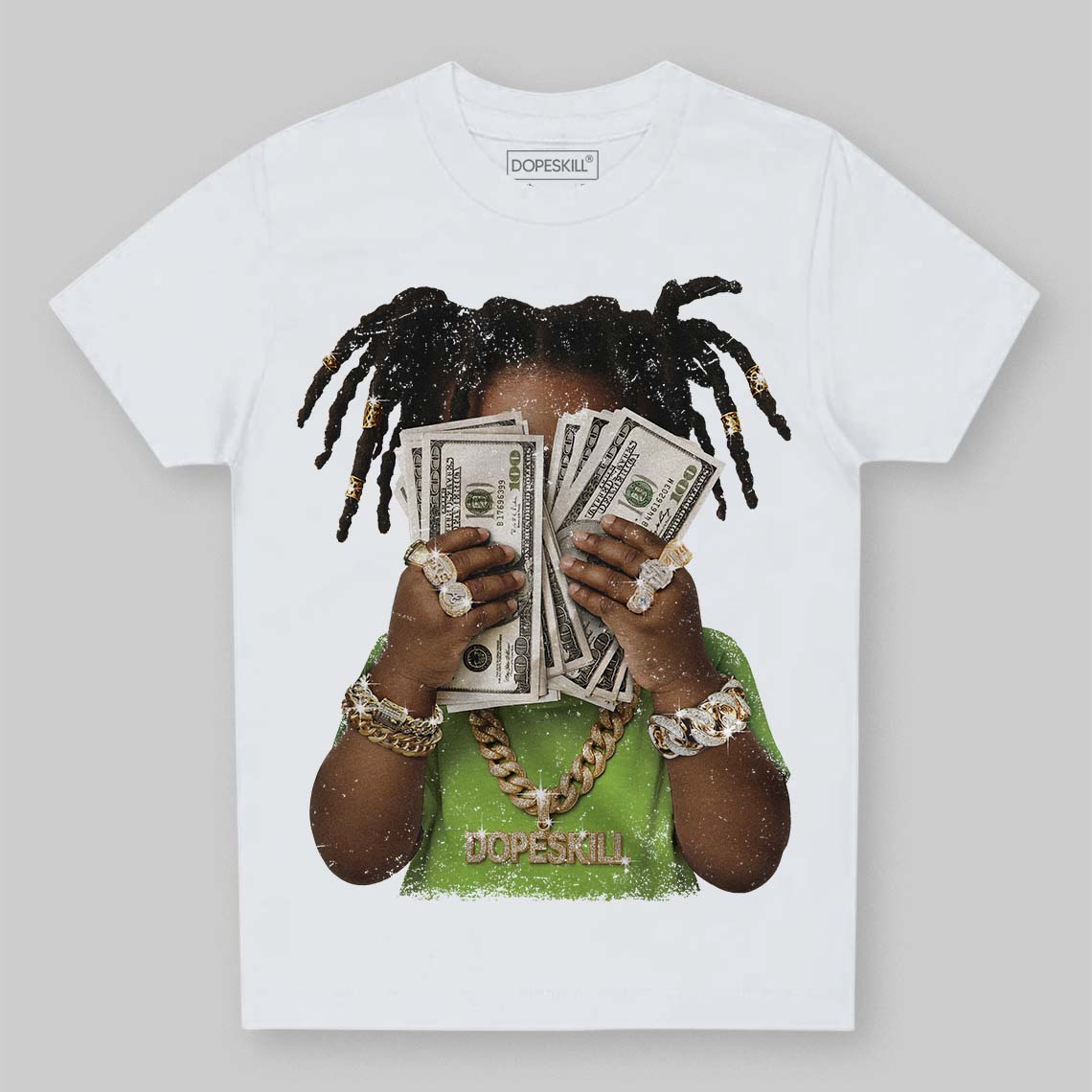 Neon Green Sneakers DopeSkill Toddler Kids T-shirt Rich Youth Graphic Streetwear  - White 