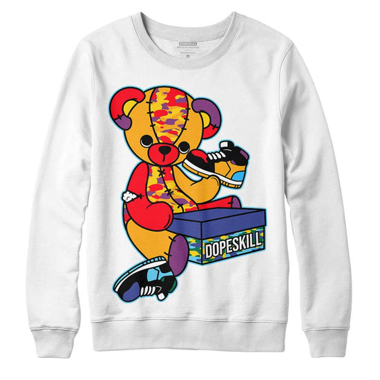 Jordan 1 Mid GS 'Six Championships' DopeSkill Sweatshirt Sneakerhead BEAR Graphic Streetwear - WHite