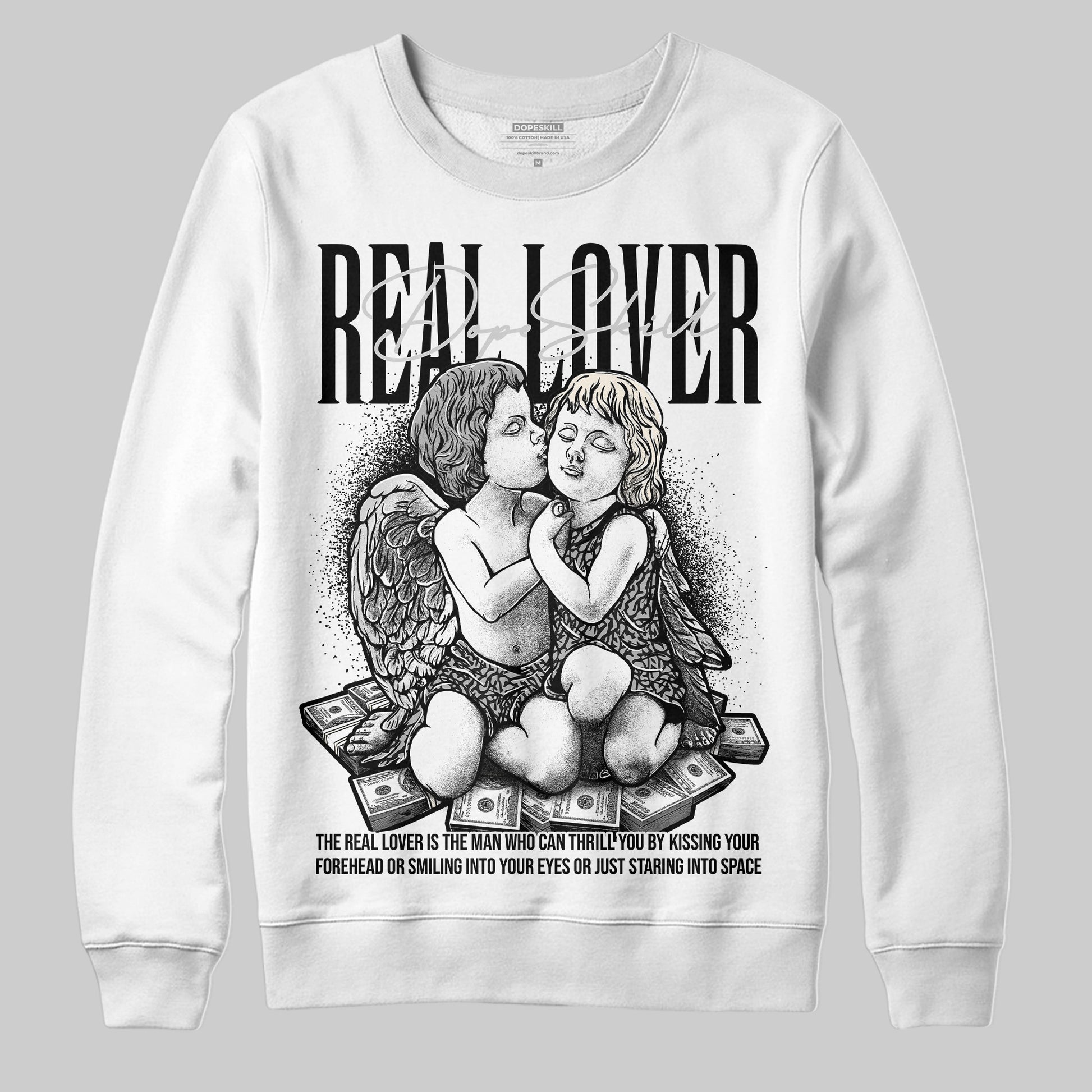 Jordan 3 “Off Noir” DopeSkill Sweatshirt Real Lover Graphic Streetwear - White