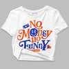 Dunk Low Futura Orange Blaze DopeSkill Women's Crop Top No Money No Funny Graphic Streetwear - White