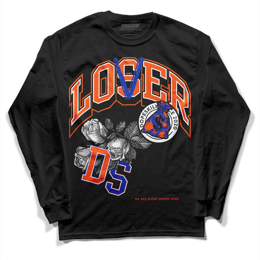 Dunk Low Futura Orange Blaze DopeSkill Long Sleeve T-Shirt Loser Lover Graphic Streetwear - Black