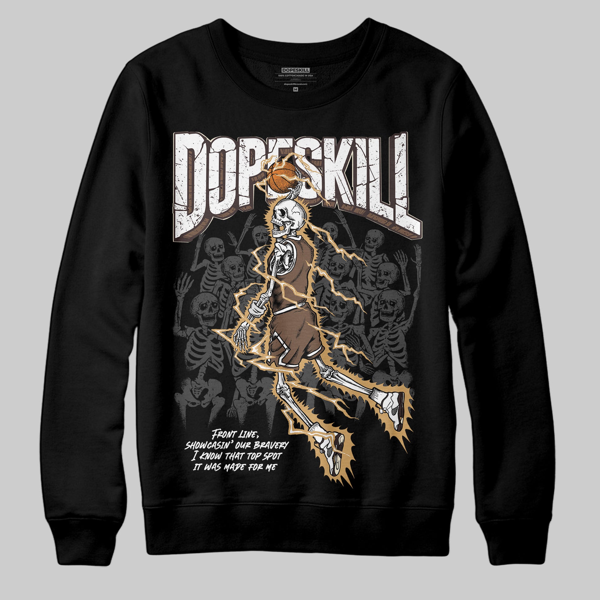 Jordan 5 “Earth/Metallic Gold” DopeSkill Sweatshirt Thunder Dunk Graphic Streetwear - Black