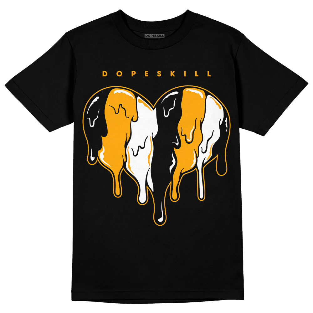 Jordan 1 High Yellow Toe DopeSkill T-Shirt Slime Drip Heart Graphic Streetwear  - Black