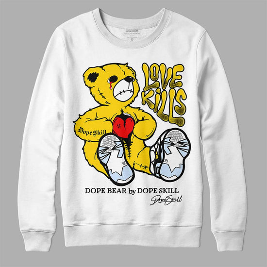 Jordan 6 “Yellow Ochre” DopeSkill Sweatshirt Love Kills Graphic Streetwear - White