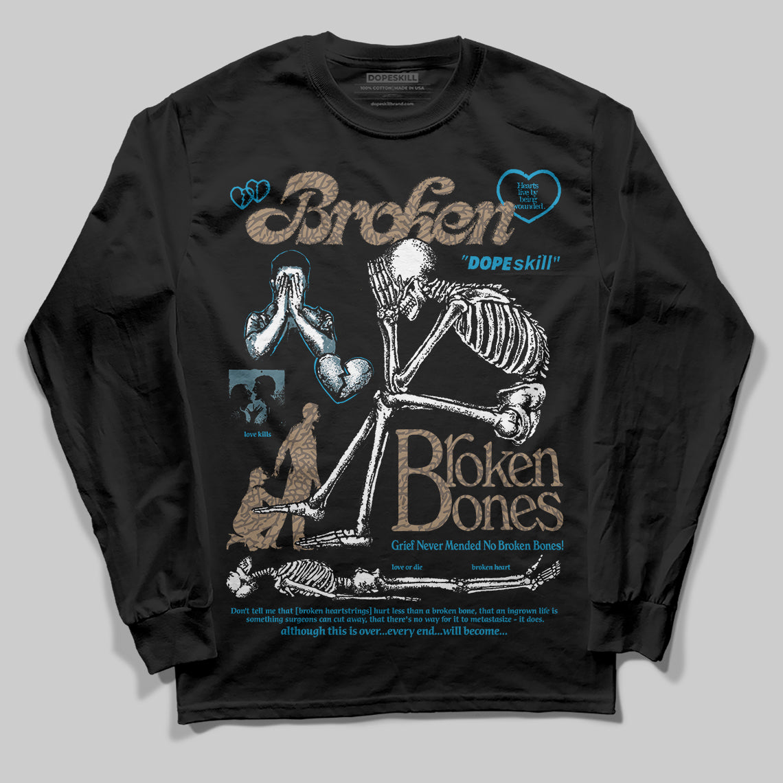 Jordan 3 GS “We Outside” DopeSkill Long Sleeve T-Shirt Broken Bones Graphic Streetwear - black