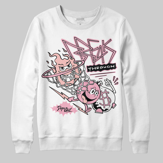 AMIRI White & Pink Stars Court Sneakers DopeSkill Sweatshirt Break Through Graphic Streetwear - White