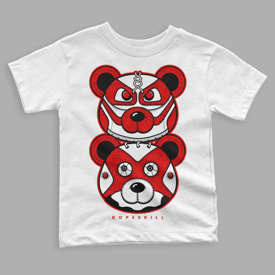 Jordan 4 Retro Red Cement DopeSkill Toddler Kids T-shirt Leather Bear Graphic Streetwear - White