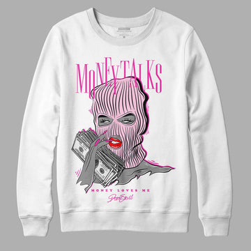 Pink Sneakers DopeSkill Sweatshirt Money Talks Graphic Streetwear - White