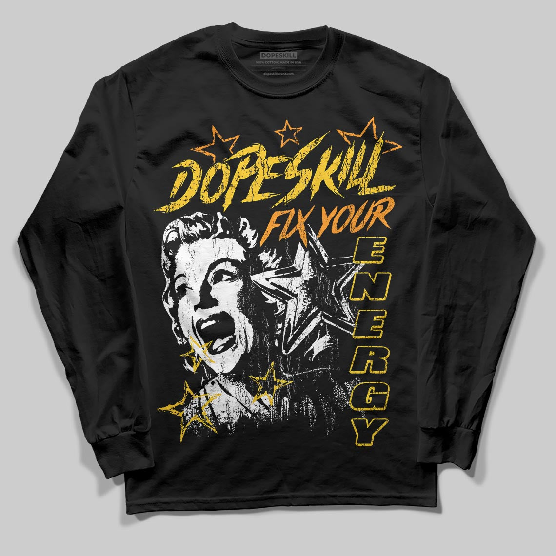Yellow Sneakers DopeSkill Long Sleeve T-Shirt Fix Your Energy Graphic Streetwear - black