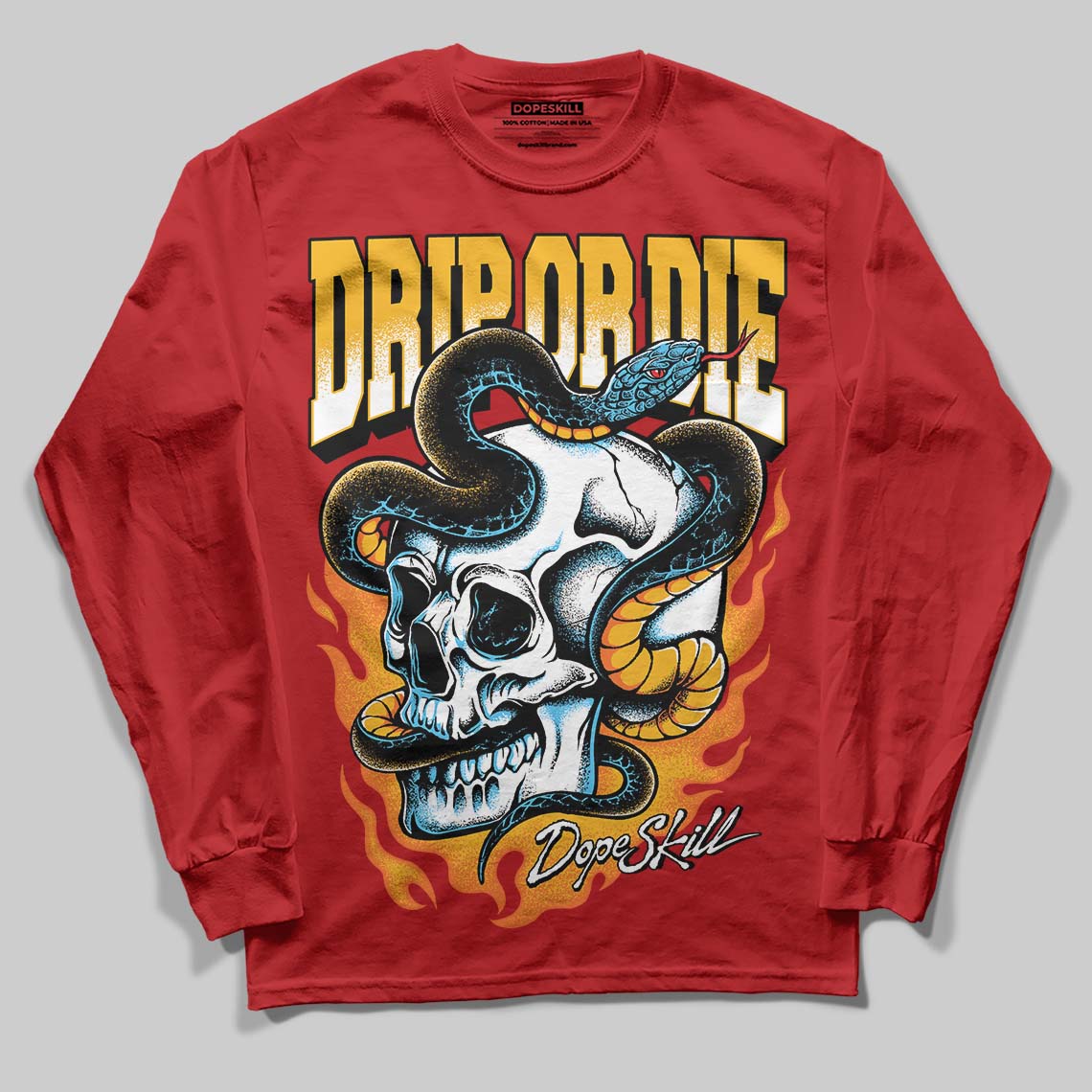 Red Sneakers DopeSkill Long Sleeve T-Shirt Drip or Die Graphic Streetwear - Red