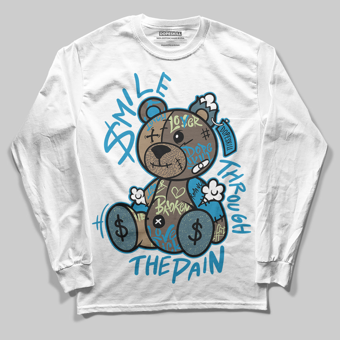 Jordan 3 GS “We Outside” DopeSkill Long Sleeve T-Shirt Smile Through The Pain Graphic Streetwear - White