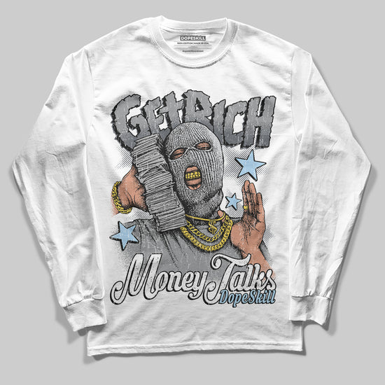 Jordan 5 Retro Wolf Grey (2026) DopeSkill Long Sleeve T-Shirt Get Rich Graphic Streetwear - White