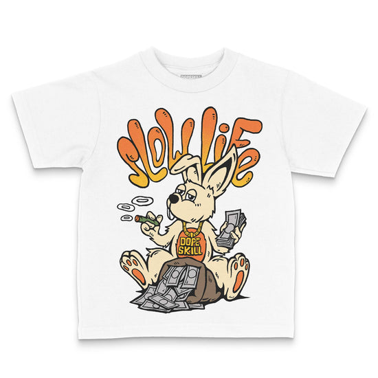 Orange, Black and White Sneakers DopeSkill Toddler Kids T-shirt Slow Life Graphic Streetwear - White