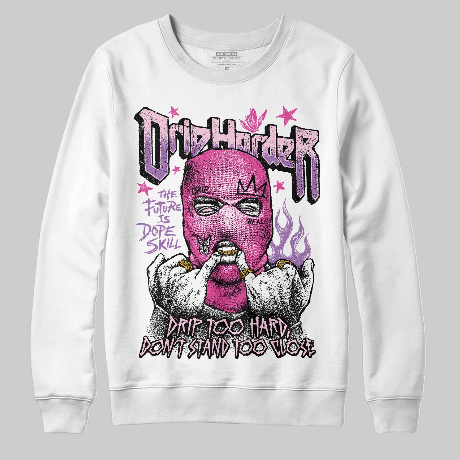 Pink Sneakers DopeSkill Sweatshirt Drip Harder Graphic Streetwear - White