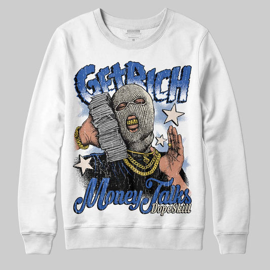 Jordan 1 Low Travis Scott x Fragment DopeSkill Sweatshirt Get Rich Graphic Streetwear - White