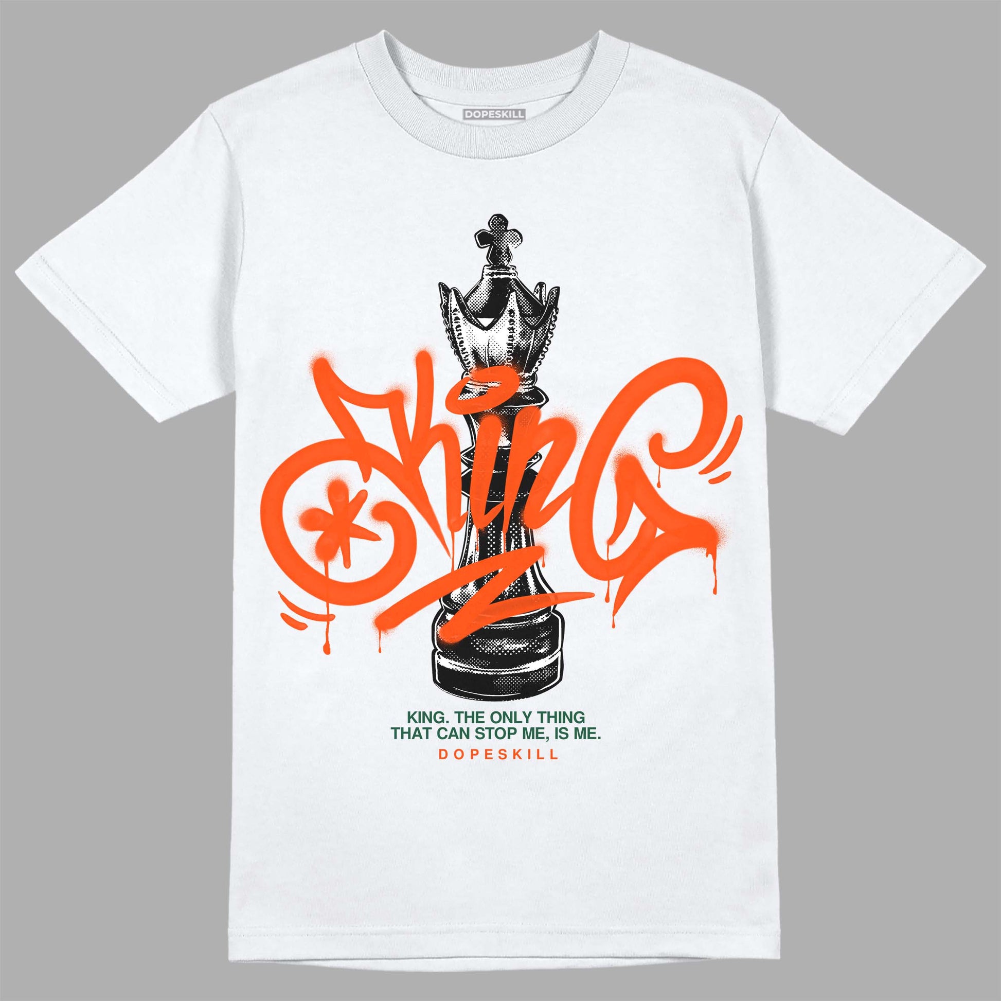 Dunk Low Team Dark Green Orange DopeSkill T-Shirt King Chess Graphic Streetwear - White