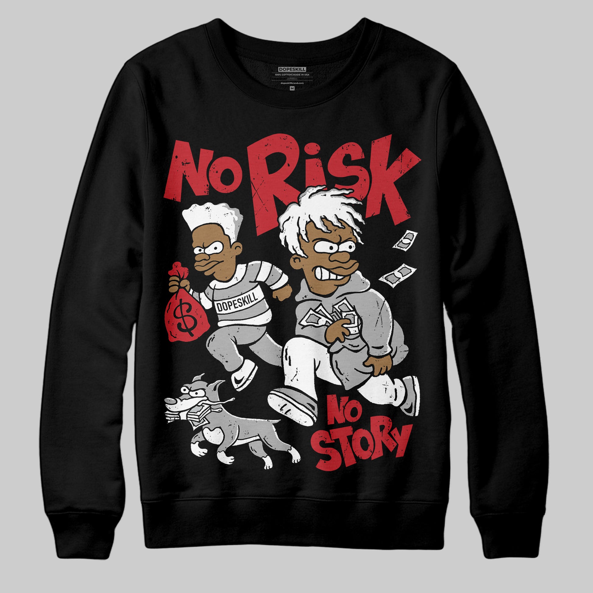 Jordan 11 “Bred Velvet” DopeSkill Sweatshirt No Risk No Story Graphic Streetwear - Black