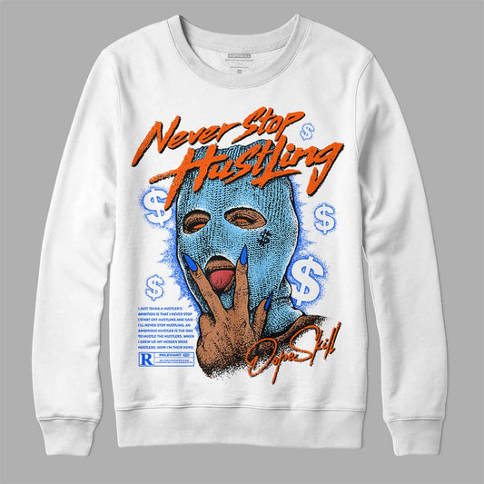 Dunk Low Futura University Blue  DopeSkill Sweatshirt Never Stop Hustling Graphic Streetwear - White 