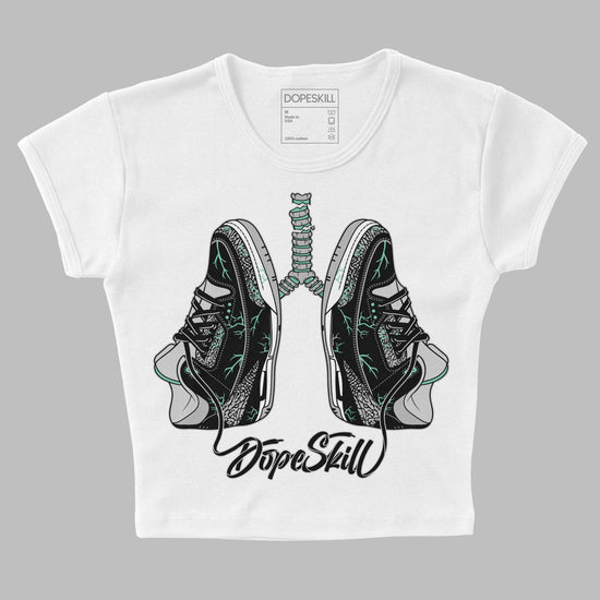 Jordan 3 "Green Glow" DopeSkill Women's Crop Top Breathe Graphic Streetwear - White 