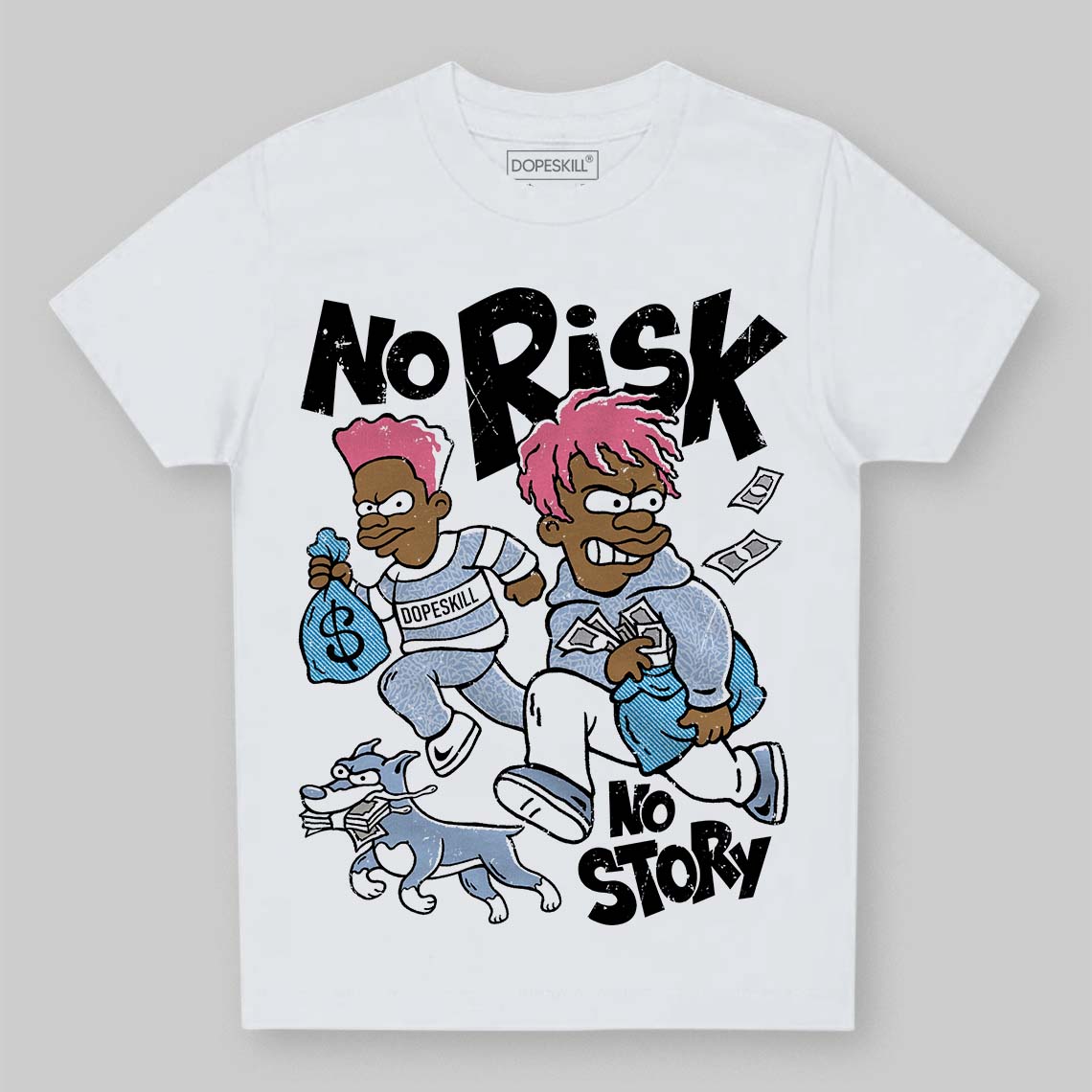 Jordan 3 GS “Cobalt Bliss” DopeSkill Toddler Kids T-shirt No Risk No Story Graphic Streetwear - White