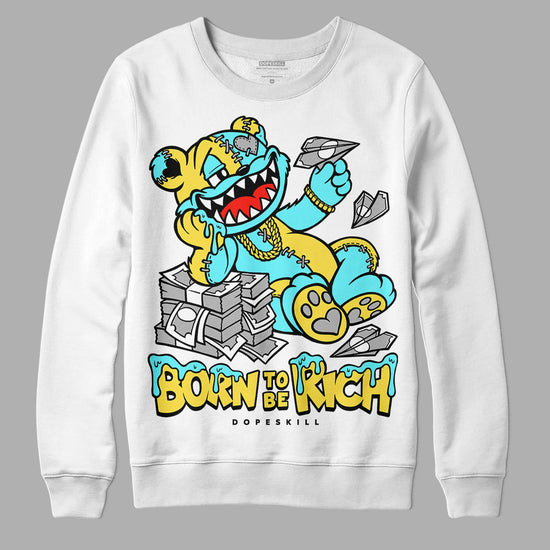 Jordan 5 Aqua DopeSkill Sweatshirt Born To Be Rich Graphic Streetwear - White 