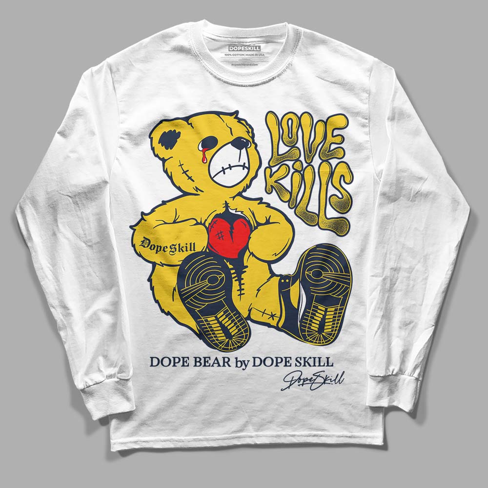 Dunk Low Vintage “Michigan” DopeSkill Long Sleeve T-Shirt Love Kills Graphic Streetwear - White