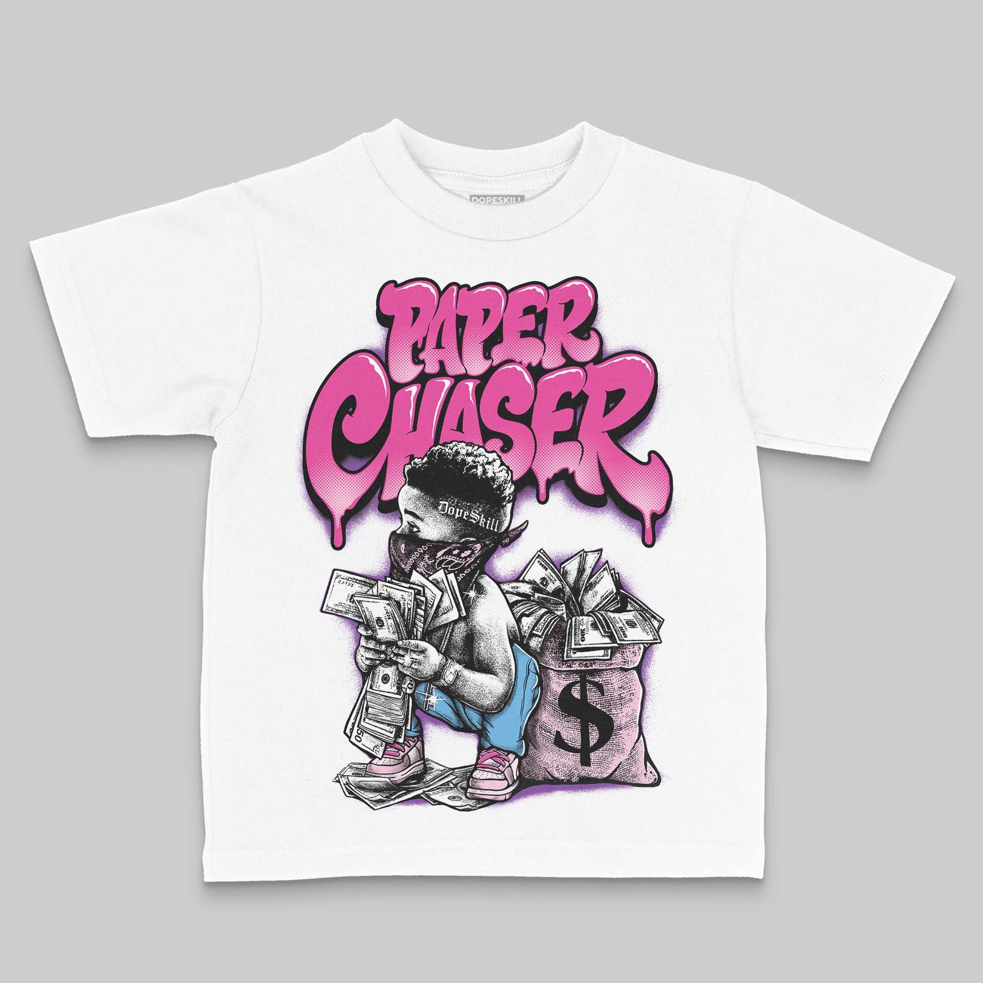 Pink Sneakers DopeSkill Toddler Kids T-shirt Paper Chaser Boy Graphic Streetwear - White