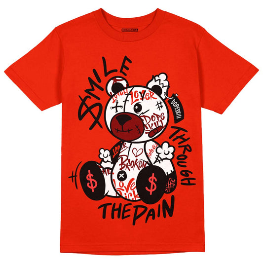 Yeezy Foam Runner Red Dopeskill Vermillion Red T-shirt Smile Through The Pain Graphic Streetwear