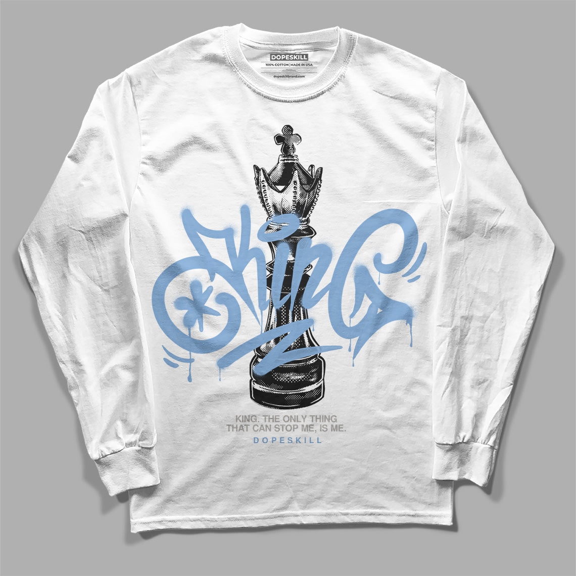 Jordan 5 Retro University Blue DopeSkill Long Sleeve T-Shirt King Chess Graphic Streetwear - White 