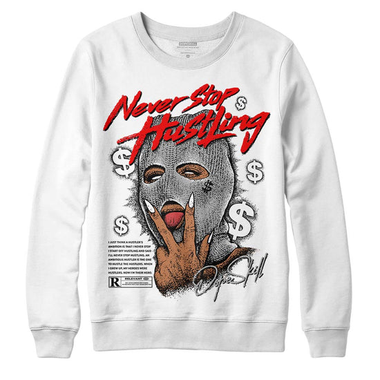 Jordan 1 Low OG “Shadow” DopeSkill Sweatshirt Never Stop Hustling Graphic Streetwear - White