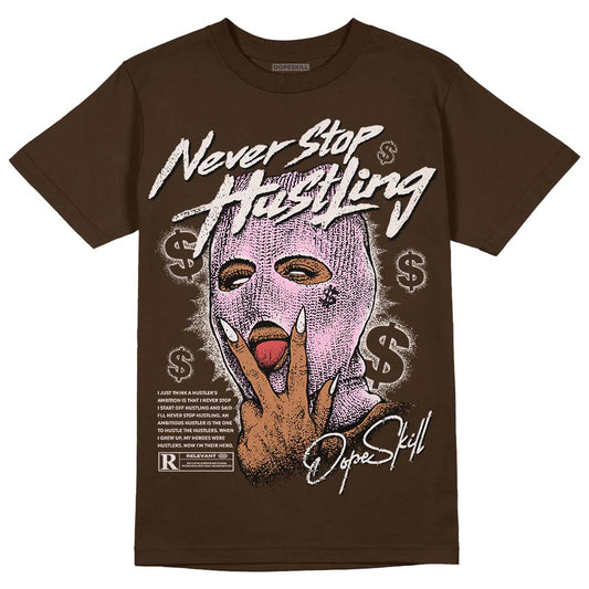 Jordan 11 Retro Neapolitan DopeSkill Velvet Brown T-Shirt Never Stop Hustling Graphic Streetwear 