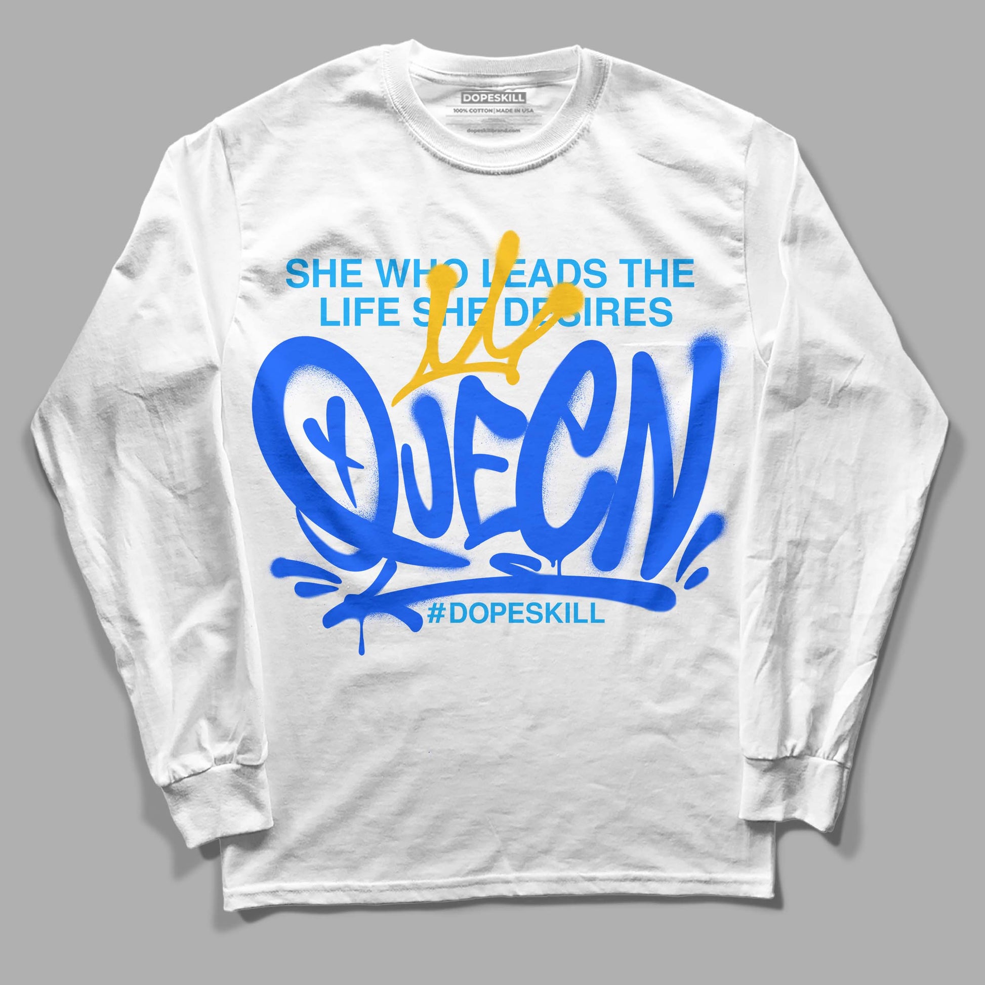 Royal Blue Sneakers DopeSkill Long Sleeve T-Shirt Queen Graphic Streetwear - White