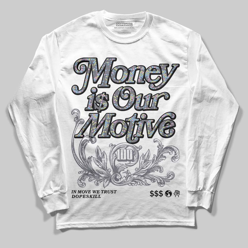 Jordan 11 Low CNY “Year of the Snake” DopeSkill Long Sleeve T-Shirt Money Is Our Motive Typo Graphic Streetwear - White