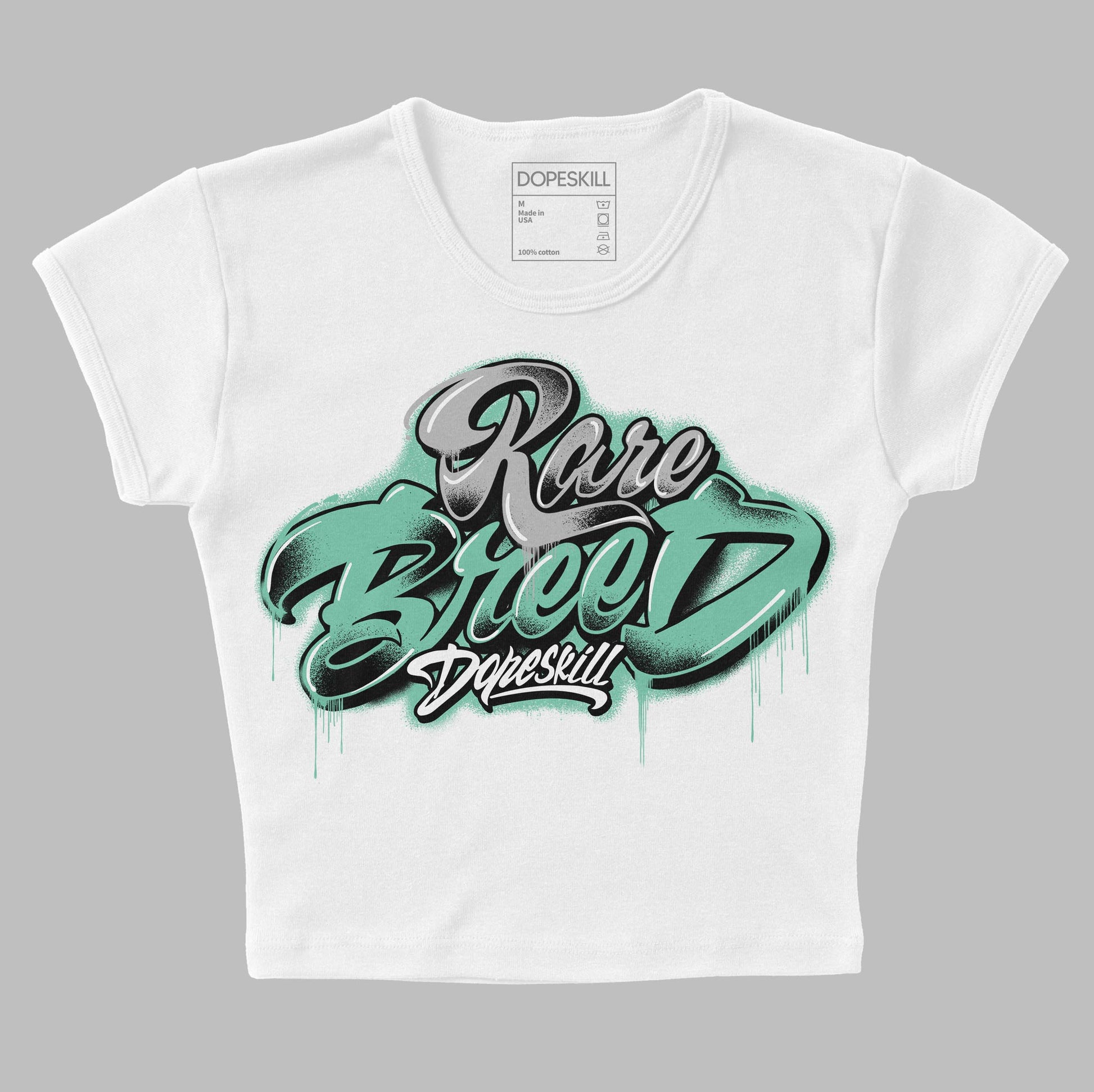 Jordan 3 "Green Glow" DopeSkill Women's Crop Top Rare Breed Type Graphic Streetwear - White 