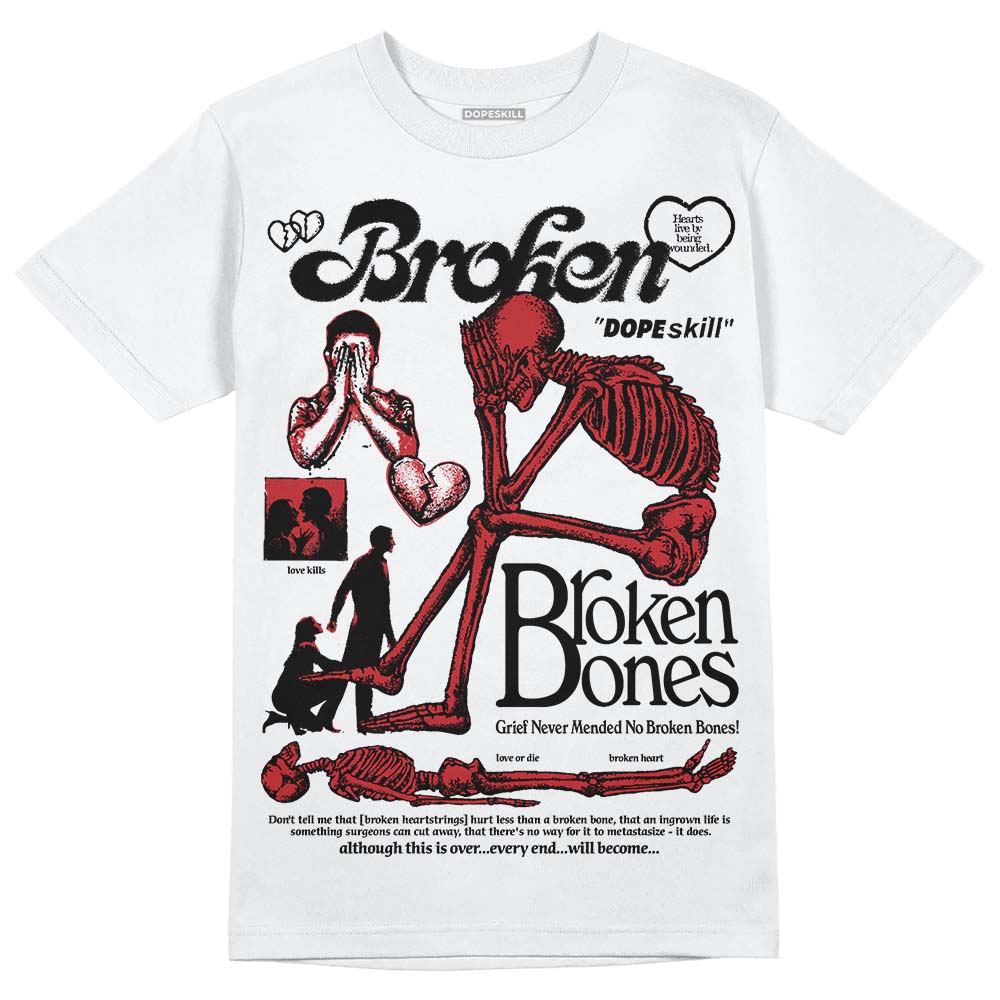 Jordan 12 “Red Taxi” DopeSkill T-Shirt Broken Bones Graphic Streetwear - White