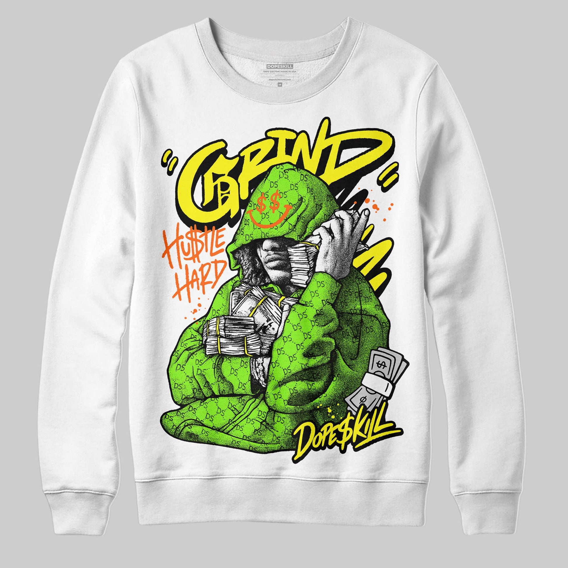 Neon Green Sneakers DopeSkill Sweatshirt Grind Pray Graphic Streetwear - White