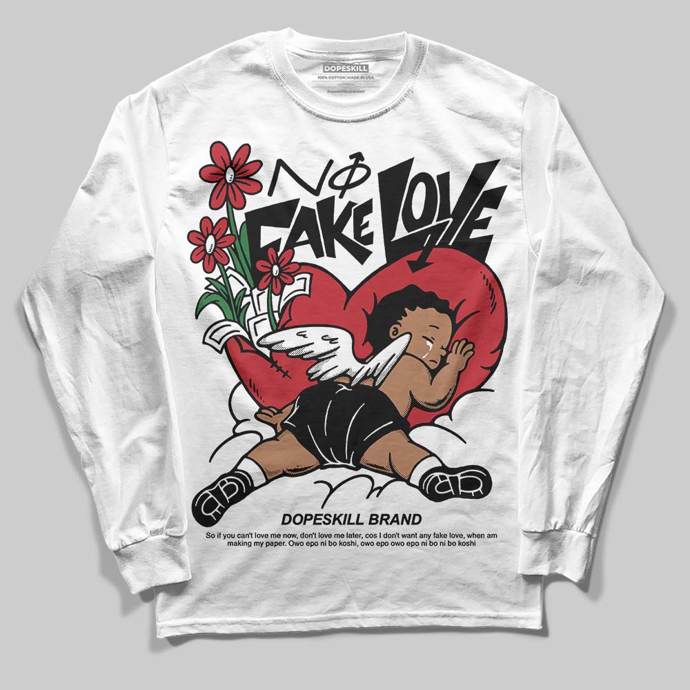 Jordan 14 Retro ‘Black Toe’ DopeSkill Long Sleeve T-Shirt No Fake Love Graphic Streetwear - White