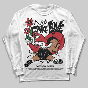 Jordan 14 Retro ‘Black Toe’ DopeSkill Long Sleeve T-Shirt No Fake Love Graphic Streetwear - White