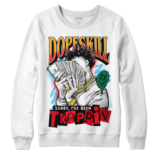 Jordan 1 Mid GS 'Six Championships' DopeSkill Sweatshirt Sorry I've Been Trappin Graphic Streetwear - White