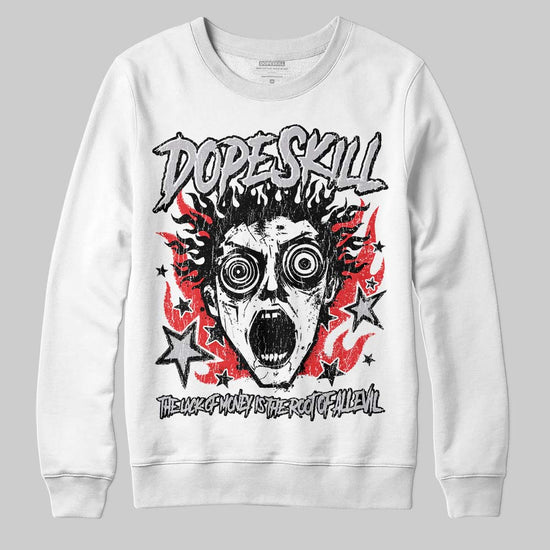 Grey Sneakers DopeSkill Sweatshirt Root of Evil Graphic Streetwear - White