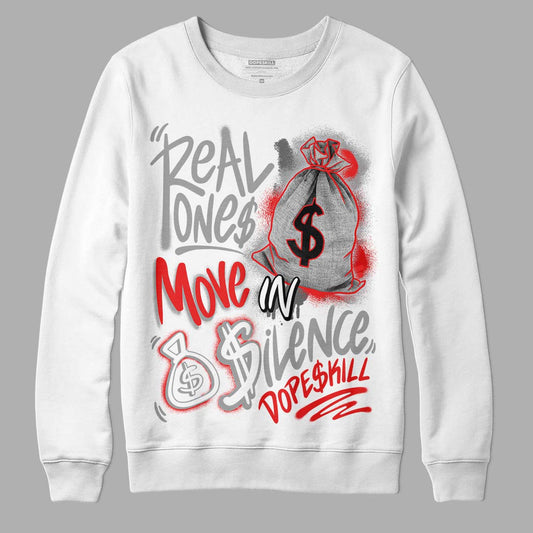 Grey Sneakers DopeSkill Sweatshirt Real Ones Move In Silence Graphic Streetwear - White