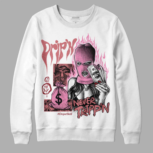 Valentine's Day Collection DopeSkill Sweatshirt Drip'n Never Tripp'n Graphic Streetwear - White