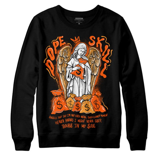 Jordan 12 Retro Brilliant Orange DopeSkill Sweatshirt Angels Graphic Streetwear - Black